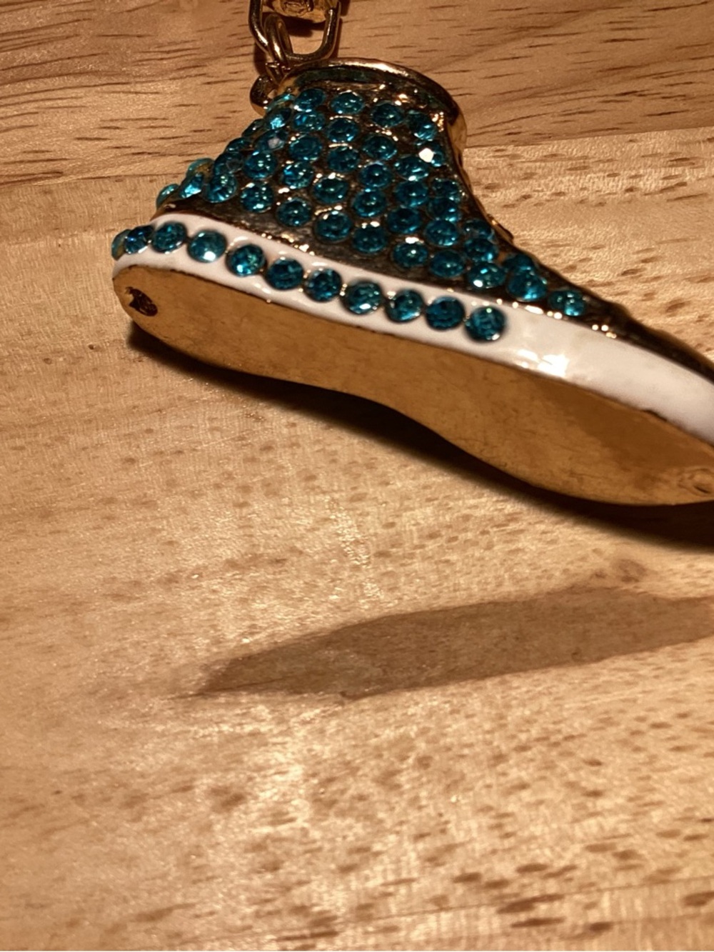 Rhinestone Turquoise Embellished Sneaker Keychain or Bag Charm - Picture 2 of 5